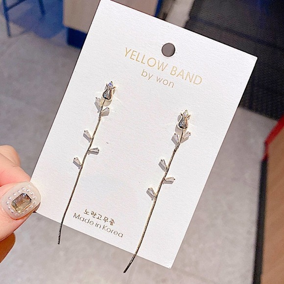 Rose Gold Plated Zircon Earrings - Picture 4 of 7